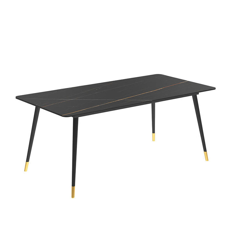 Stone Dining Table Contemporary Dining Table with 4 Black Legs