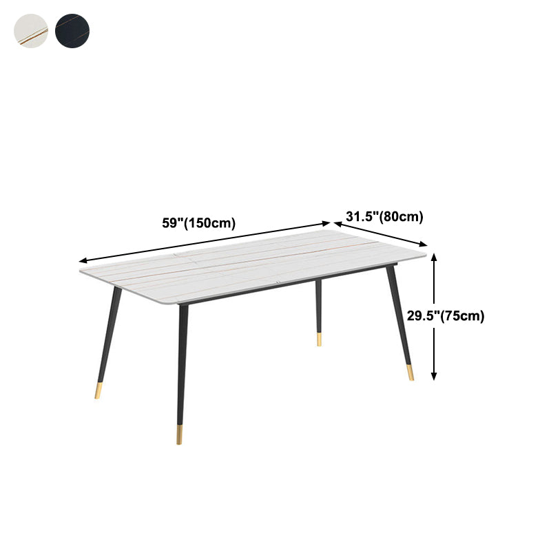 Stone Dining Table Contemporary Dining Table with 4 Black Legs