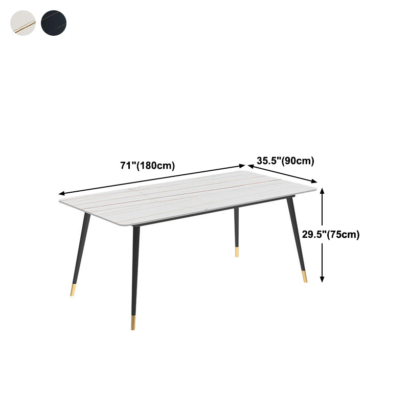 Stone Dining Table Contemporary Dining Table with 4 Black Legs