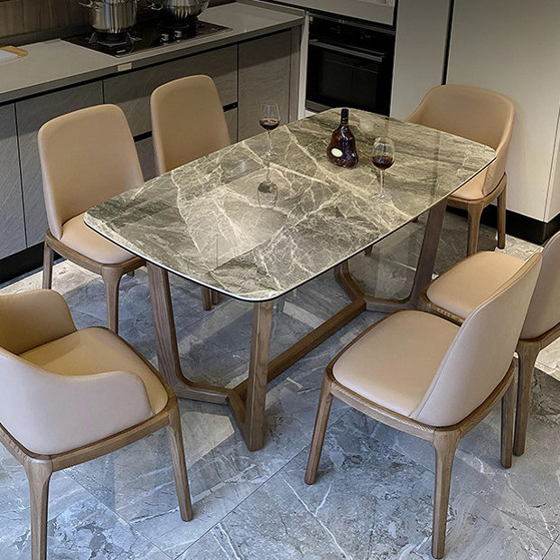 Home Dinner Room Kitchen Table Traditional Luxury Stone and Wood Dining Site Table