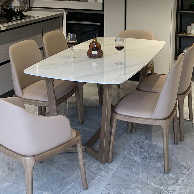 Home Dinner Room Kitchen Table Traditional Luxury Stone and Wood Dining Site Table