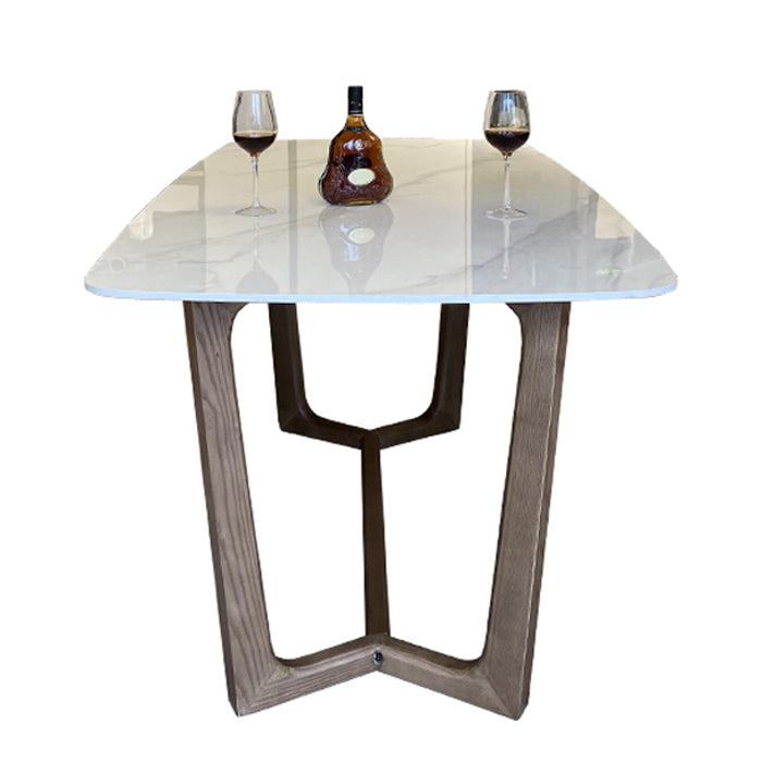 Home Dinner Room Kitchen Table Traditional Luxury Stone and Wood Dining Site Table