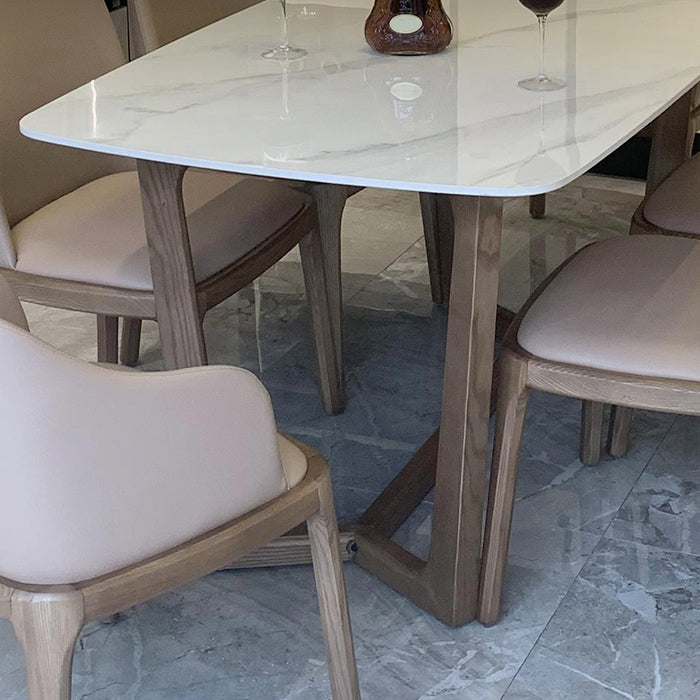 Home Dinner Room Kitchen Table Traditional Luxury Stone and Wood Dining Site Table