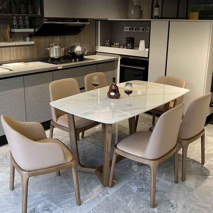 Home Dinner Room Kitchen Table Traditional Luxury Stone and Wood Dining Site Table