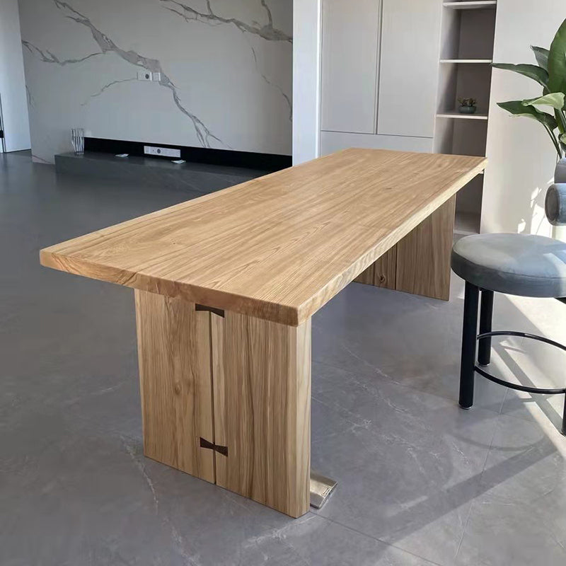Mesa moderna de madera maciza para mesa rectangular de restaurantes con pedestal doble