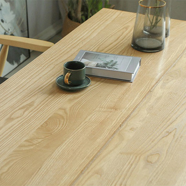 Contemporary Rectangle Wood Standard Height Table Double Pedestal Dining Table