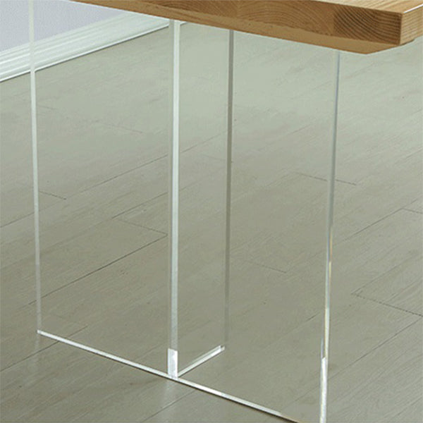 Contemporary Rectangle Wood Standard Height Table Double Pedestal Dining Table