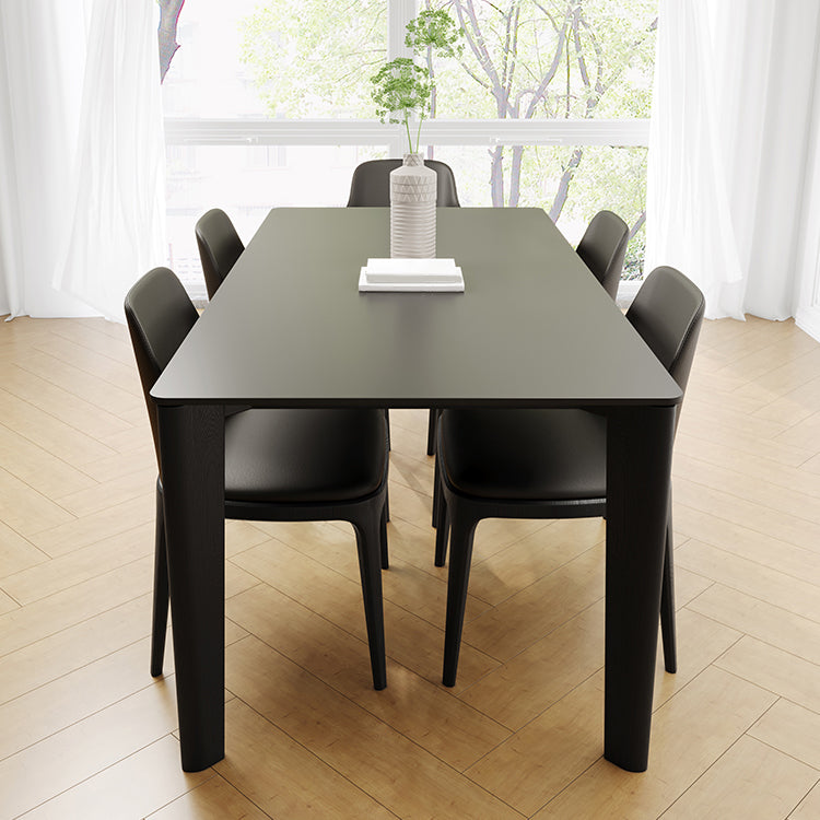 Top de piedra sinterizada Mesa negra moderna para la mesa de comedor rectangular de restaurantes con 4 patas