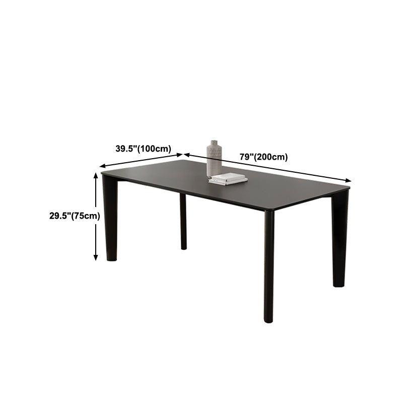 Top de piedra sinterizada Mesa negra moderna para la mesa de comedor rectangular de restaurantes con 4 patas