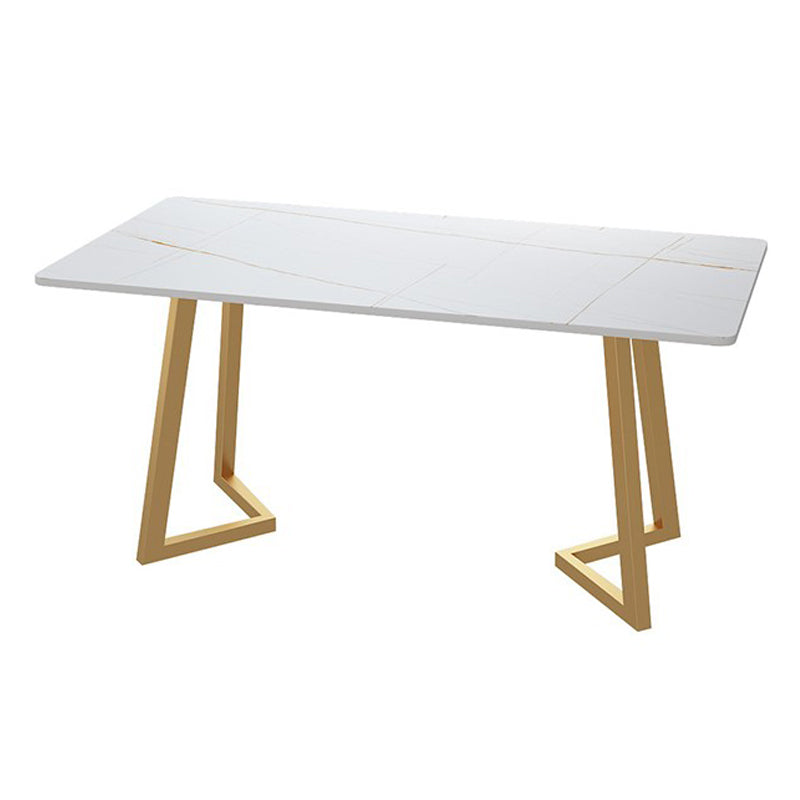 Table rectangulaire de table à manger supérieure en pierre frittée avec double piédestal pour restaurant