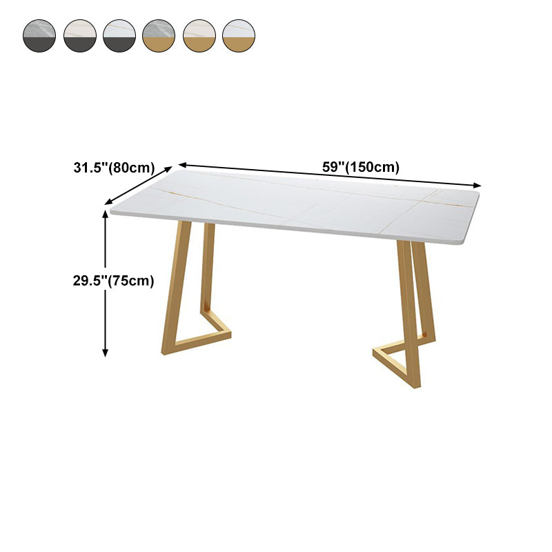 Table rectangulaire de table à manger supérieure en pierre frittée avec double piédestal pour restaurant