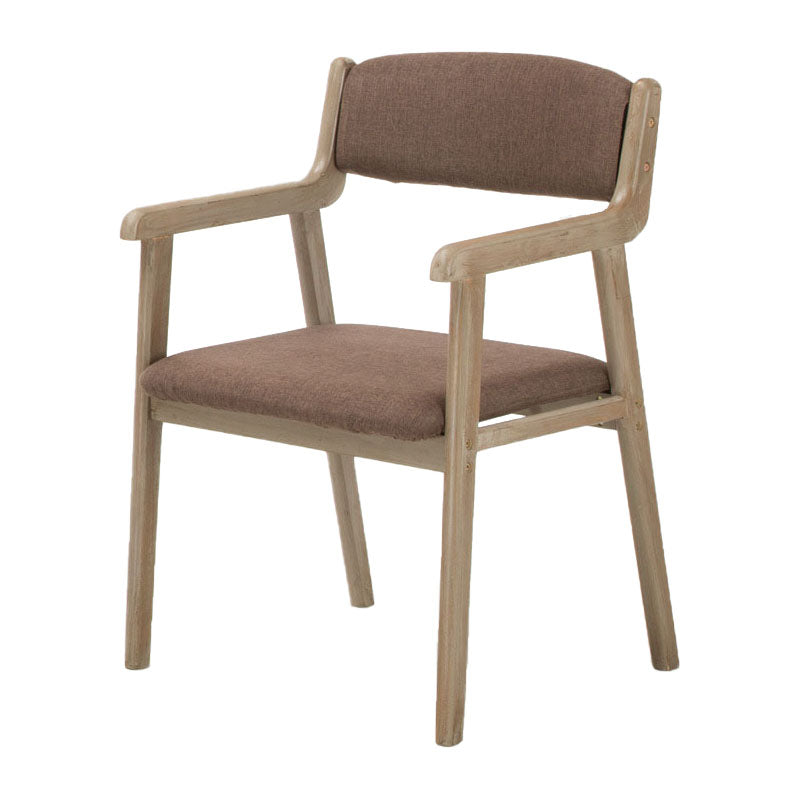 Silla de comedor tapizada de madera de caucho de granja con acabado mate abierto