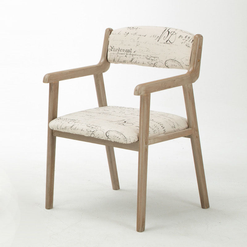 Silla de comedor tapizada de madera de caucho de granja con acabado mate abierto