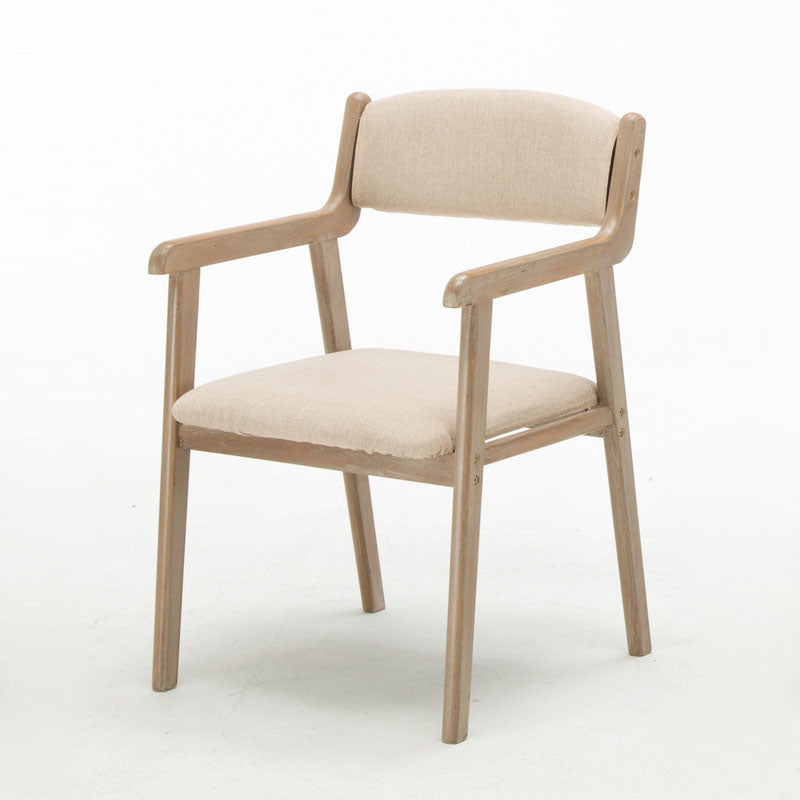 Silla de comedor tapizada de madera de caucho de granja con acabado mate abierto