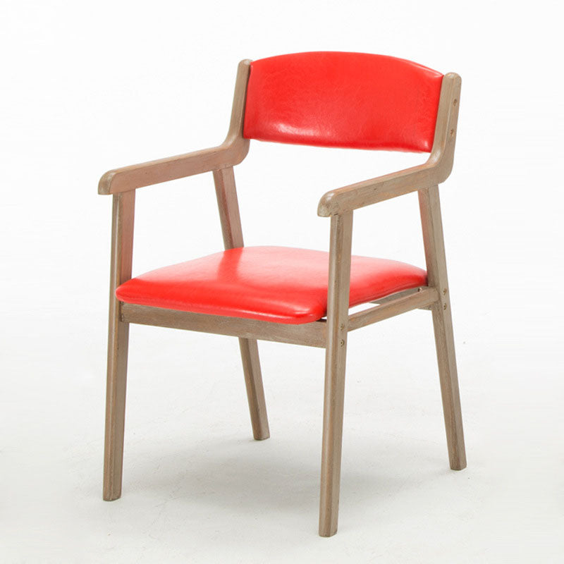 Boerderij rubberwood gestoffeerde fauteuil open eetkamerstoel met matte afwerking