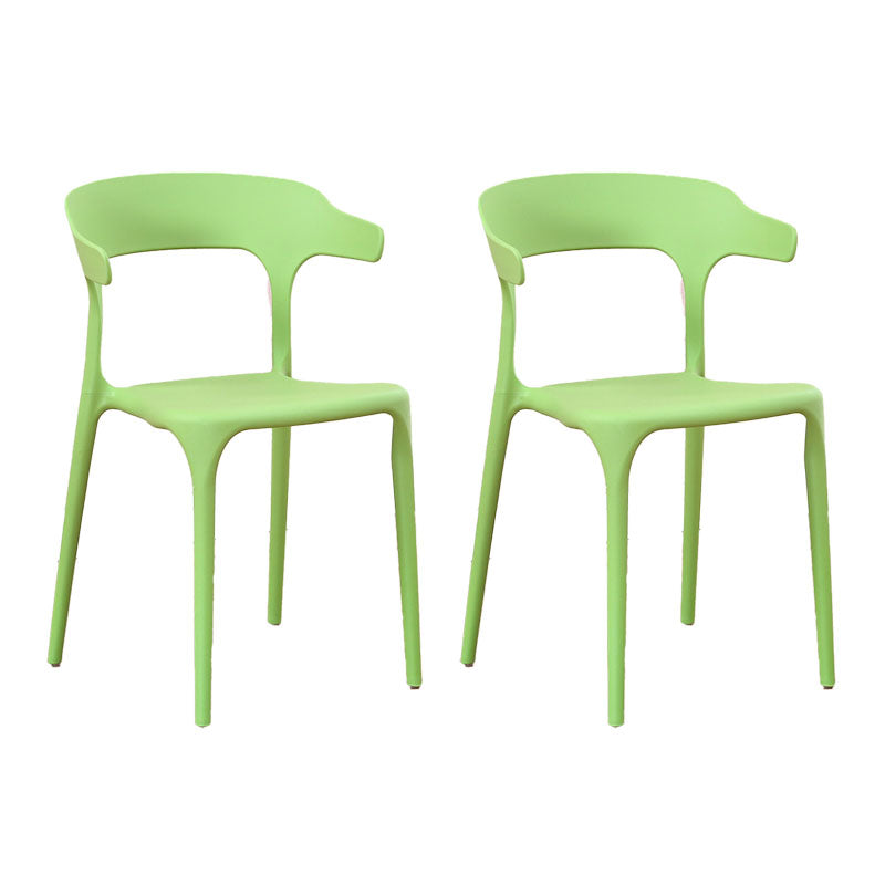 Moderne stijl stapelbare stoel eetkamerarmloze open rugstoelen met plastic poten voor keuken