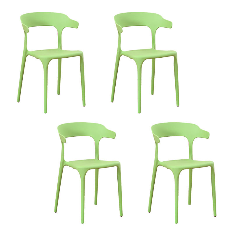 Silla apilable de estilo moderno, sillas con respaldo abierto sin brazos y patas de plástico para cocina