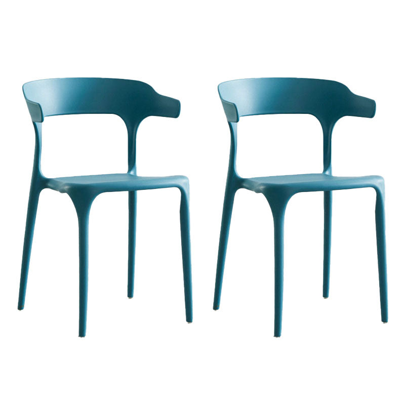 Silla apilable de estilo moderno, sillas con respaldo abierto sin brazos y patas de plástico para cocina