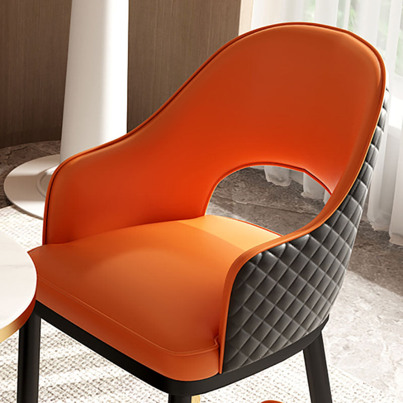 Silla escandinava con brazo trasero abierto, silla lateral de piel sintética