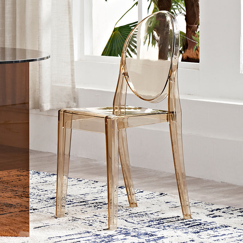 Silla lateral escandinava con respaldo abierto para el hogar, silla sin brazos de comedor de plástico