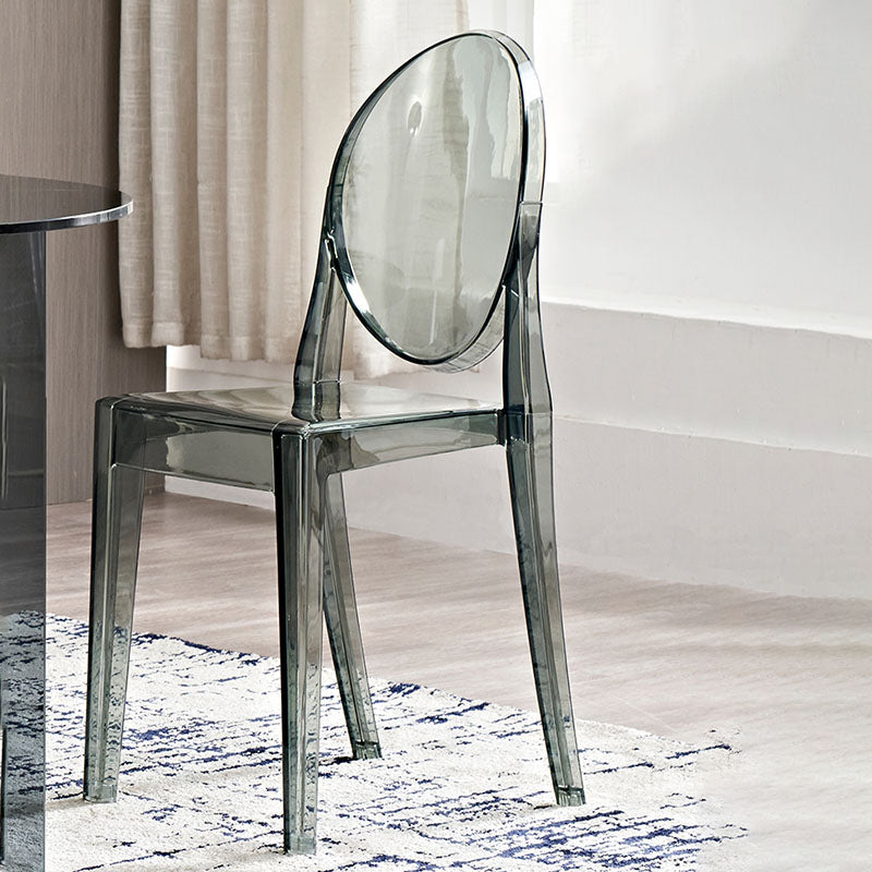 Silla lateral escandinava con respaldo abierto para el hogar, silla sin brazos de comedor de plástico
