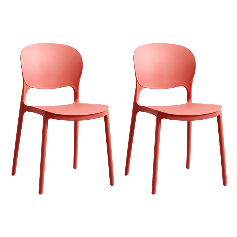 Moderne stapelbare stoelen, armloze stoelen met open rug en kunststof poten voor de keuken