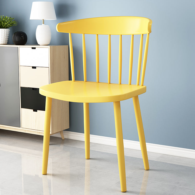 Scandinavian Colorful Windsor Back Side Chair Plastic Dining Armless Chair