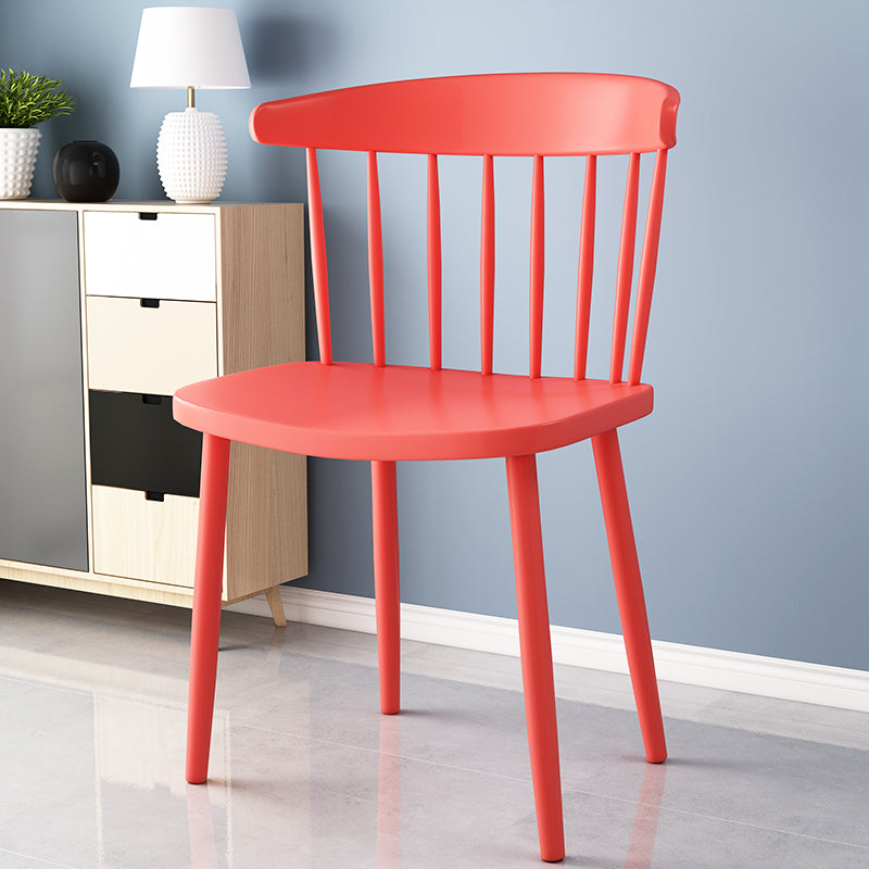 Scandinavian Colorful Windsor Back Side Chair Plastic Dining Armless Chair