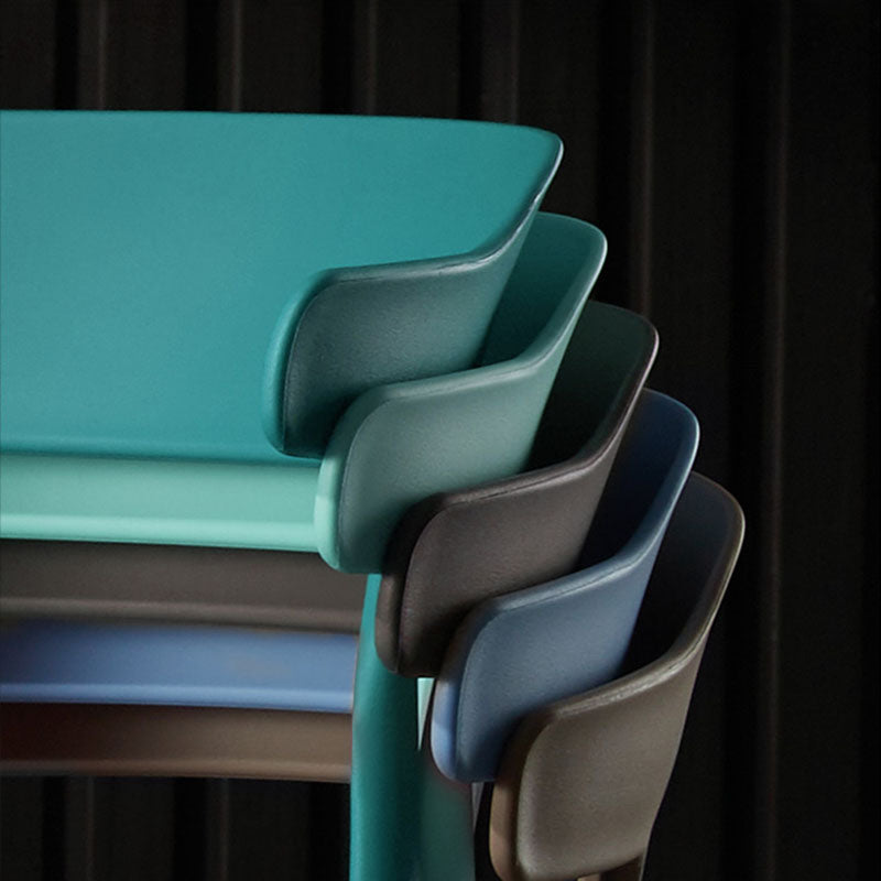 Contemporary Plastic Open Arm Chair Matte Finish Home Dining Chair