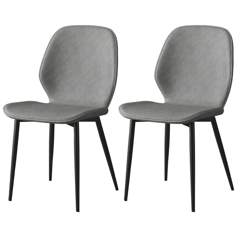 Eigentijdse eetkamerstoel armloze wingback zijstoel met metalen benen voor keuken