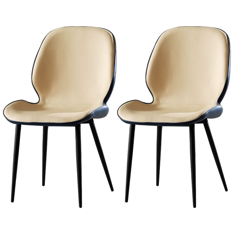Eigentijdse eetkamerstoel armloze wingback zijstoel met metalen benen voor keuken
