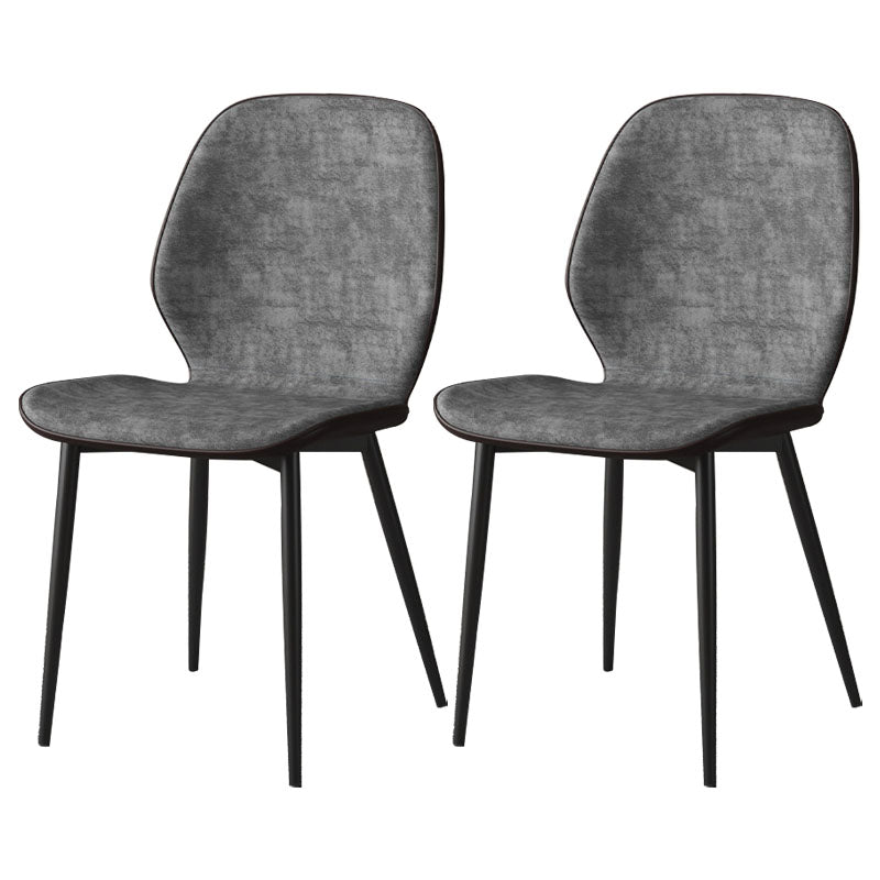 Eigentijdse eetkamerstoel armloze wingback zijstoel met metalen benen voor keuken