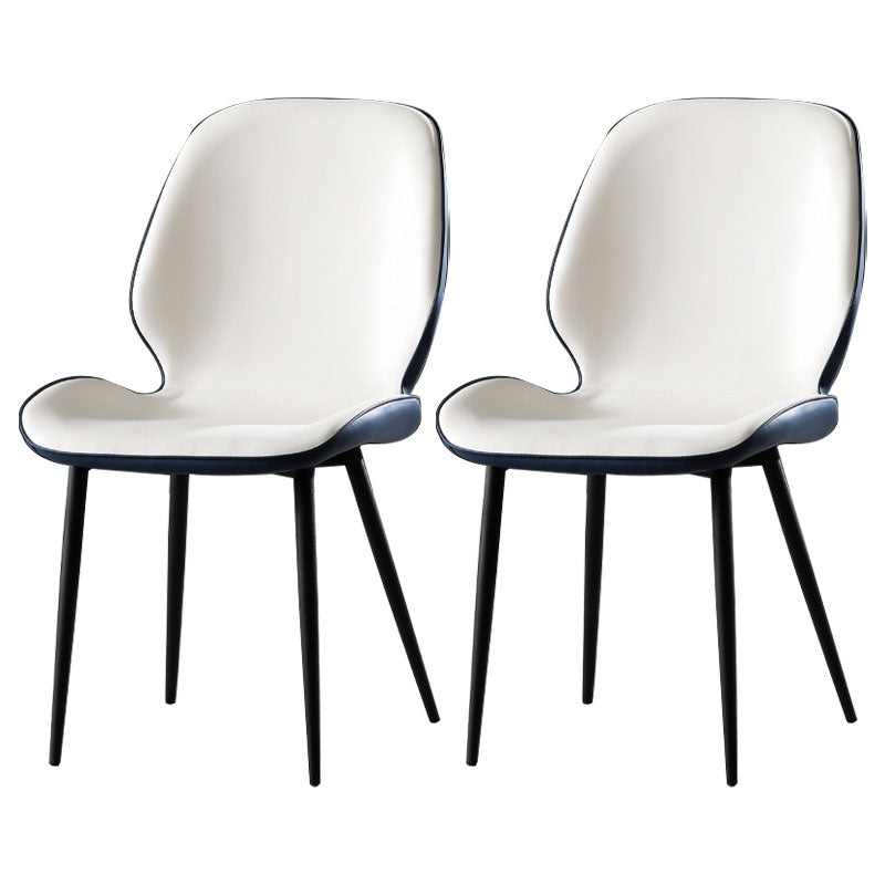 Eigentijdse eetkamerstoel armloze wingback zijstoel met metalen benen voor keuken
