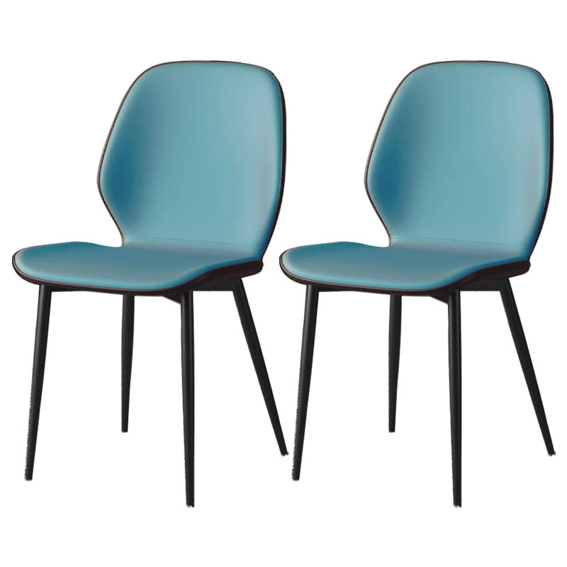 Eigentijdse eetkamerstoel armloze wingback zijstoel met metalen benen voor keuken