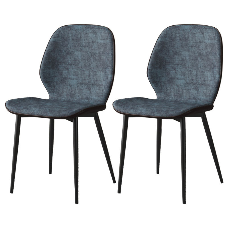Eigentijdse eetkamerstoel armloze wingback zijstoel met metalen benen voor keuken