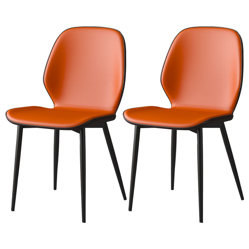Eigentijdse eetkamerstoel armloze wingback zijstoel met metalen benen voor keuken