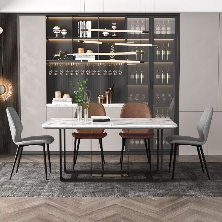 Eigentijdse eetkamerstoel armloze wingback zijstoel met metalen benen voor keuken