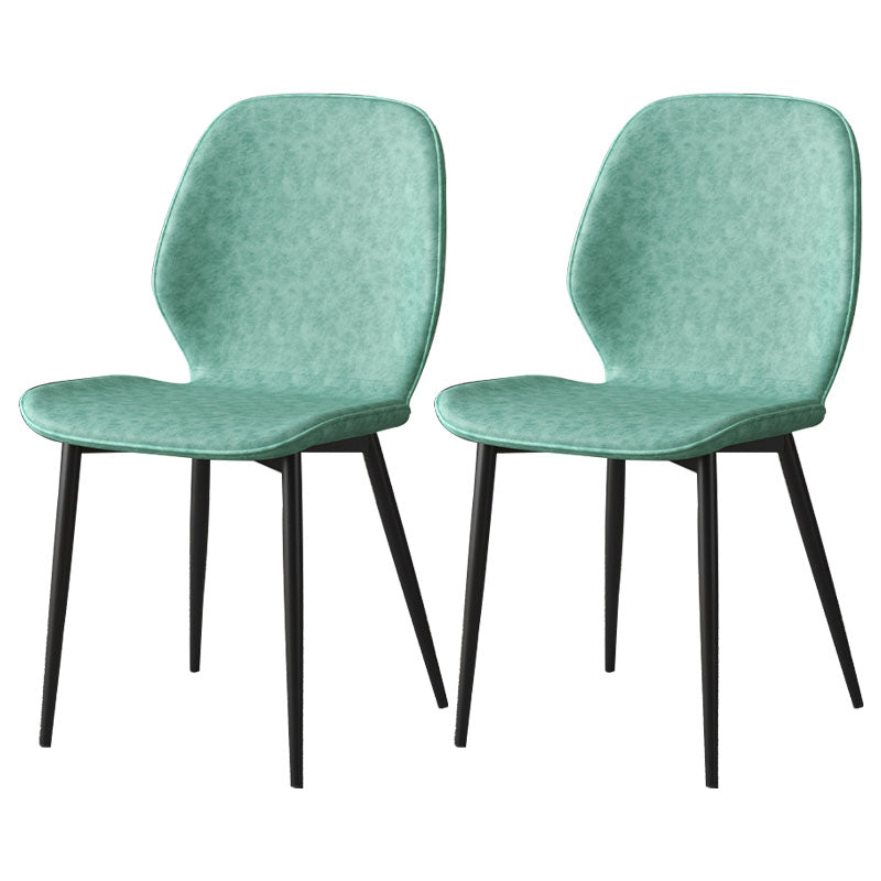 Eigentijdse eetkamerstoel armloze wingback zijstoel met metalen benen voor keuken