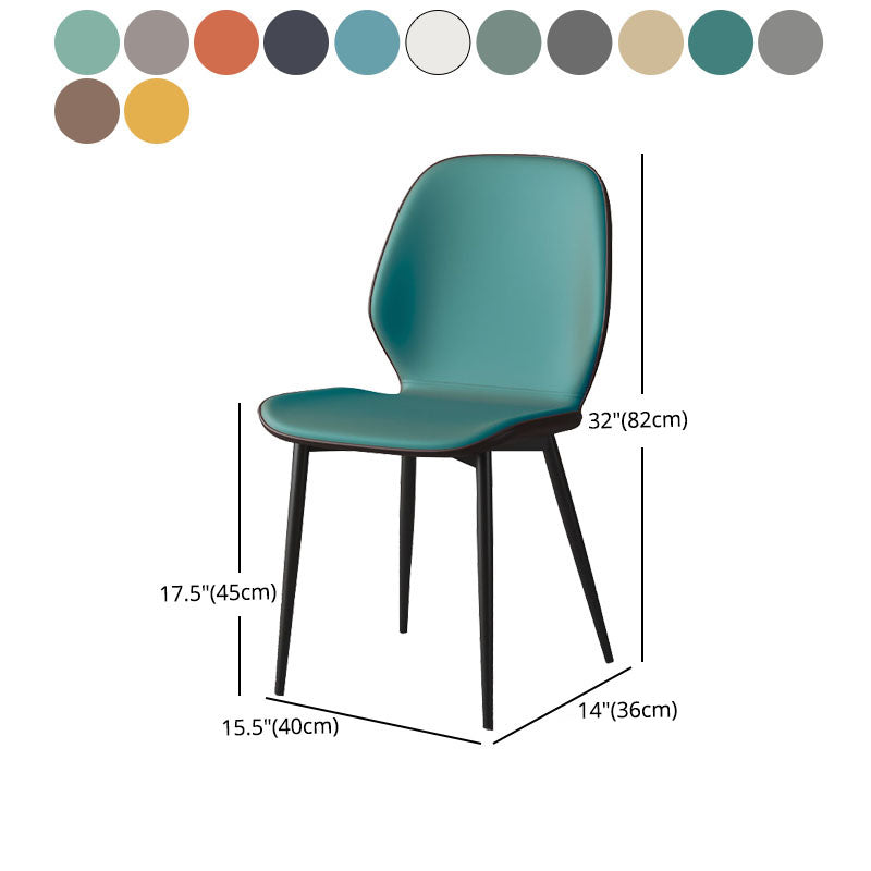 Eigentijdse eetkamerstoel armloze wingback zijstoel met metalen benen voor keuken