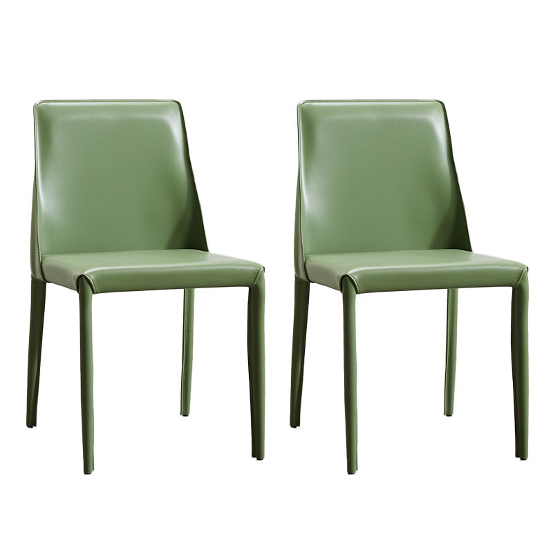 Silla lateral de cuero con respaldo sólido, estilo diseñador, acabado mate, silla de comedor para el hogar