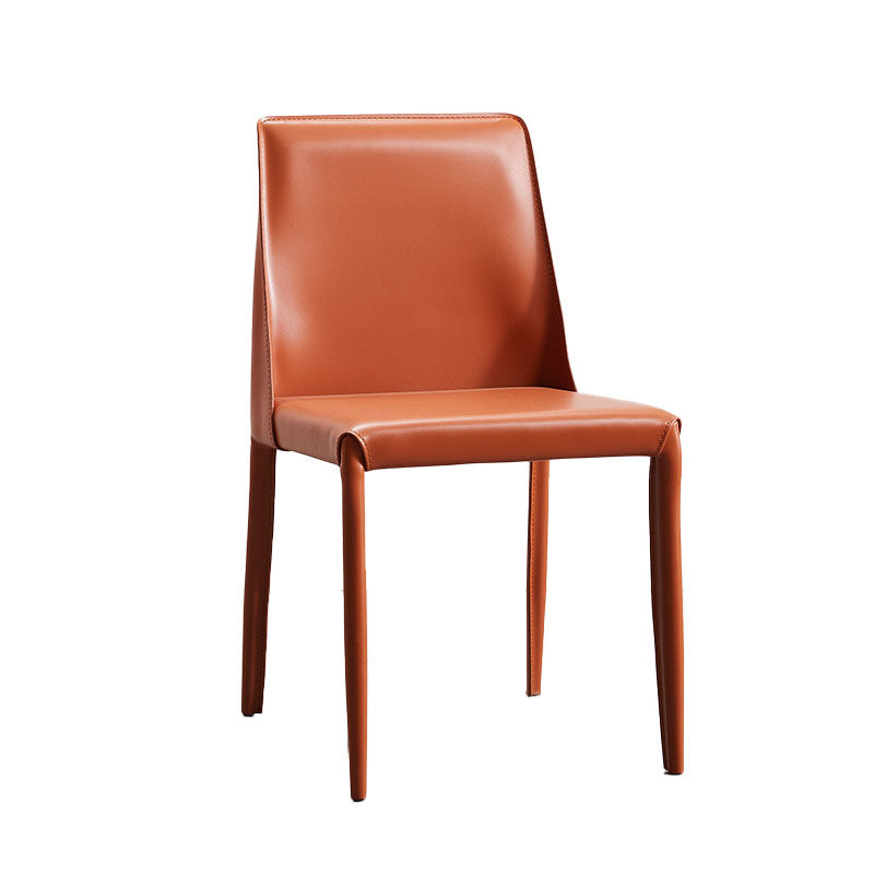 Silla lateral de cuero con respaldo sólido, estilo diseñador, acabado mate, silla de comedor para el hogar