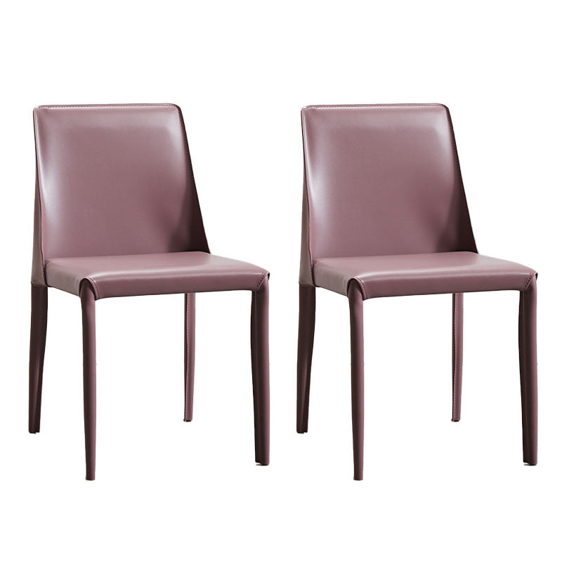 Silla lateral de cuero con respaldo sólido, estilo diseñador, acabado mate, silla de comedor para el hogar