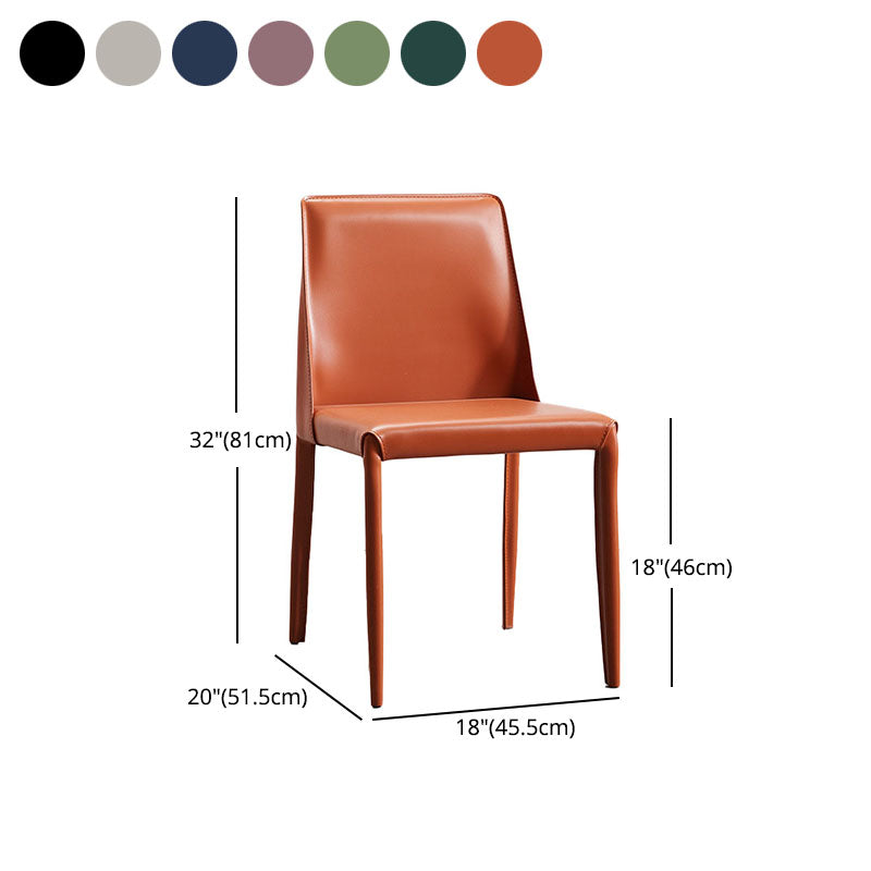 Silla lateral de cuero con respaldo sólido, estilo diseñador, acabado mate, silla de comedor para el hogar