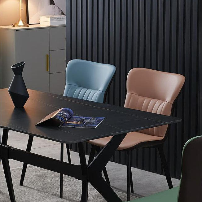 Sillas de comedor contemporáneas, silla sin brazos con patas de metal para cocina