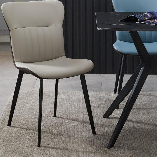 Sillas de comedor contemporáneas, silla sin brazos con patas de metal para cocina
