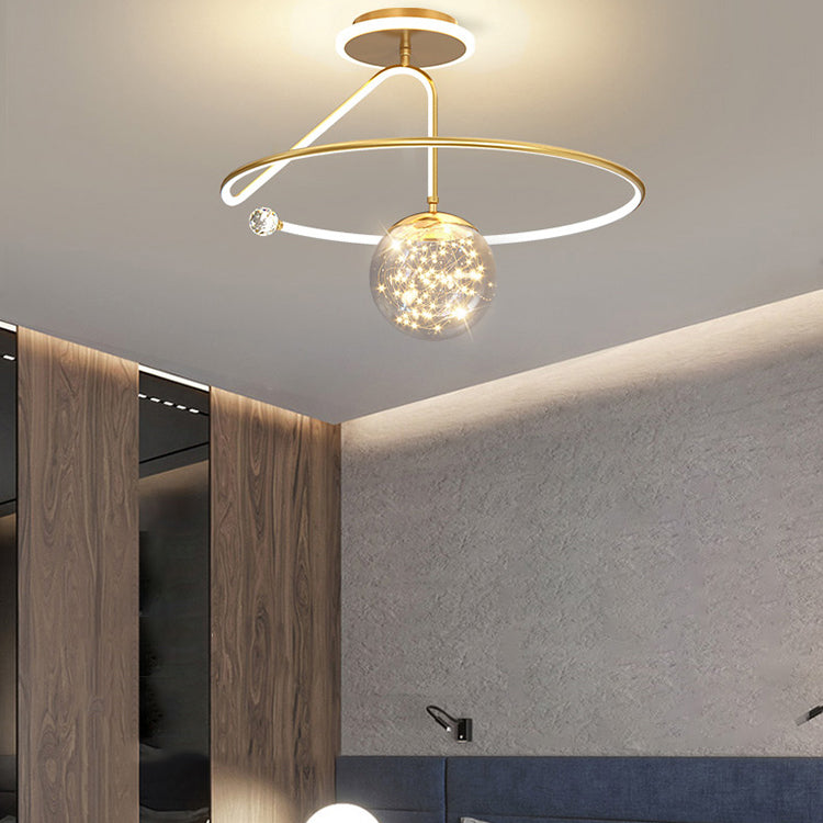 Ball Shape LED Ceiling Lamp Modern Iron 1 Light Flush Mount for Bedroom