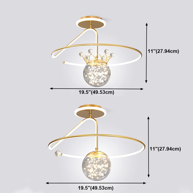 Forma de techo LED de forma de bola Montaje de altura de luz moderno de hierro 1 para dormitorio