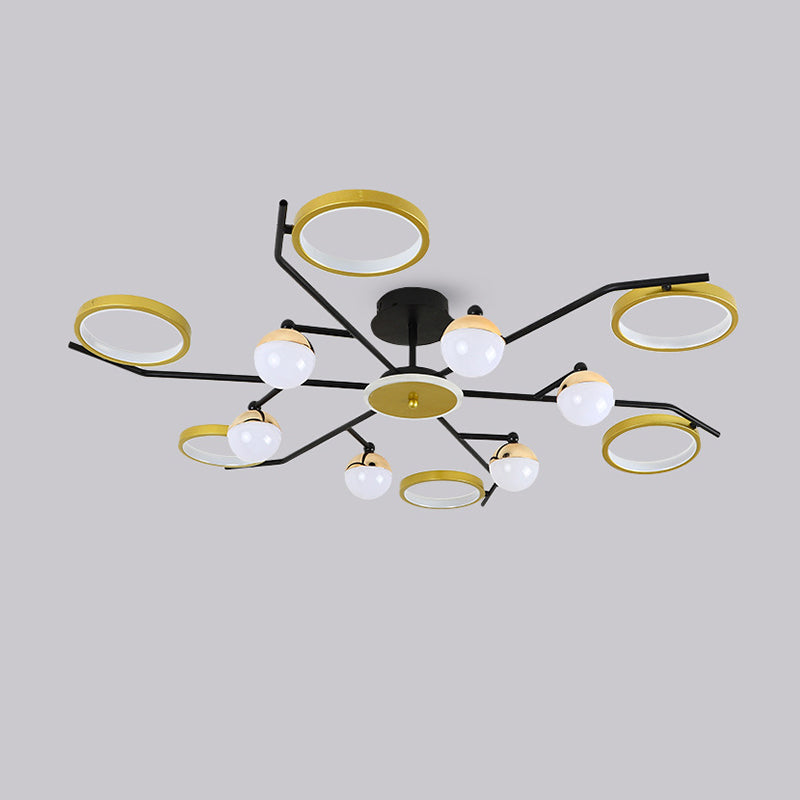 Gold verzweigte Deckenlampe postmoderne Metall -LED -Halbflush -Halterung Licht