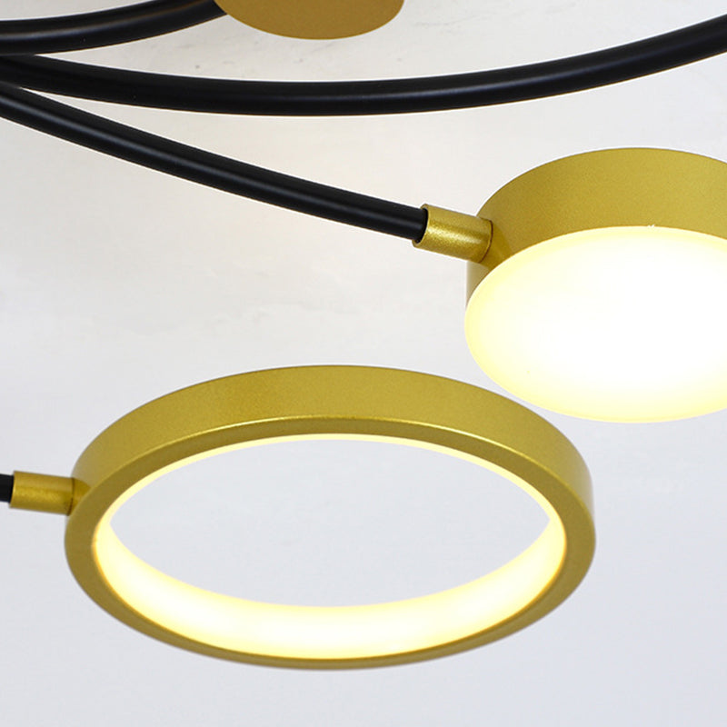 Gold verzweigte Deckenlampe postmoderne Metall -LED -Halbflush -Halterung Licht
