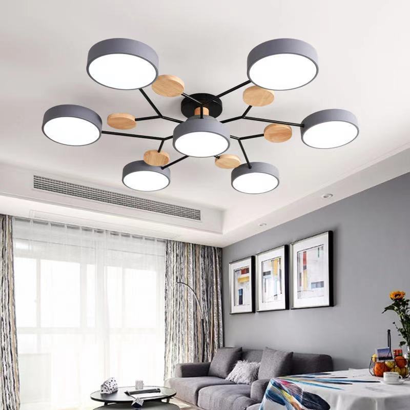 Macaron Molecular LED Ceiling Fixture Metal Living Room Semi Flush Mount Light